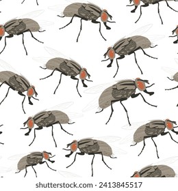 Fly insect vector cartoon seamless pattern background for wallpaper, wrapping, packing, and backdrop.