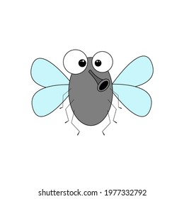 Fly insect ,vector funny  cartoon illustration. Flying fly cartoon.