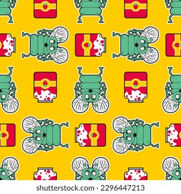 Fly and jam pattern seamless. Fly eats confiture background
