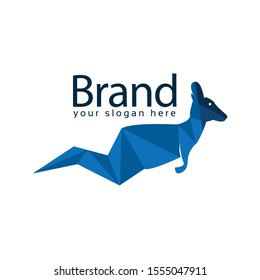Fly kangaroo logo, flat design. Vector Illustration on white background