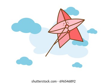 Fly Kite and Clouds on a Blue Sky