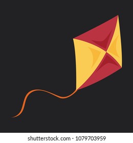 fly kite with string and shadow on. Child toy