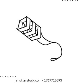 Fly a kite vector icon in outlines 