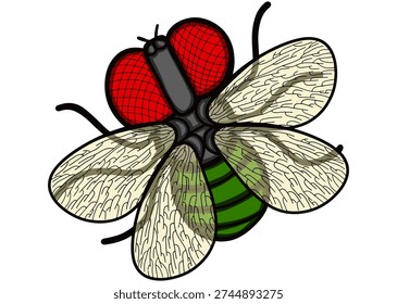 A fly is landing on a transparent background
