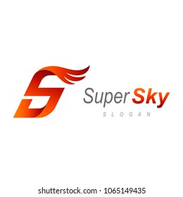 Fly Letter S Logo With Wing, Logo Template Ready For Use