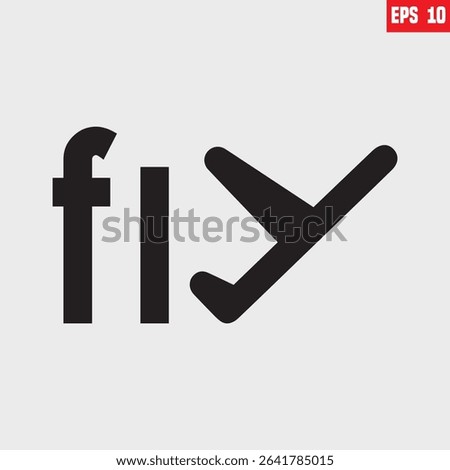 Fly Lettering Typography Word Mark for Flight Aircraft Airplane Aviation minimal Vector logo design template for airline, airline ticket, travel agency