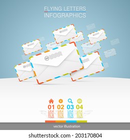 Fly Letters on a white background. Vector infographic illustration