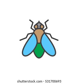 Fly line icon, filled outline vector sign, linear colorful pictogram isolated on white. Symbol, logo illustration