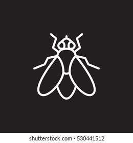 Fly line icon, outline vector sign, linear pictogram isolated on black. Symbol, logo illustration