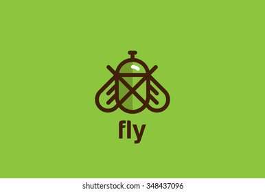 Fly Logo design vector template linear geometric style.
Bug Logotype concept creative icon.