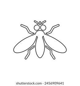 Vector de la línea del arte del logotipo de la mosca en fondo blanco