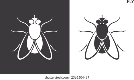 Logo de la mosca. Mosca aislada sobre fondo blanco