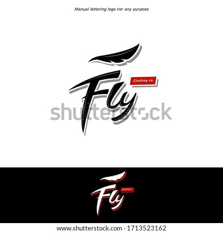Fly logo lettering logo type with wing feather in hype swag cool clothing brand icon symbol style