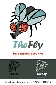 The Fly logo is a vector logo that shows a funny flying insect in bright colors