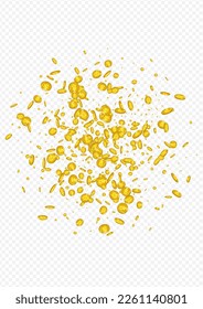 Fly Metal Confetti Vector Transparent Background. Golden Dollar Abundance Design. Shiny Cash Certificate. Scatter Currency Banner.