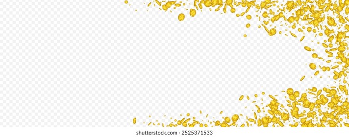 Fly Metal Jackpot Vector Transparent Panoramic Background. Shiny Money Casino Banner. Gold Cash Card. Flying Finance Brochure.