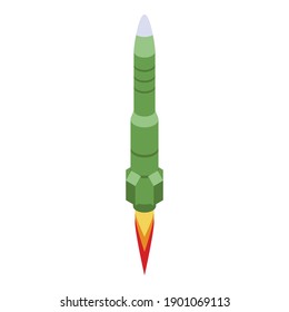 Icono de misil de vuelo. Isométrico del icono del vector del misil de mosca para el diseño web aislado en fondo blanco