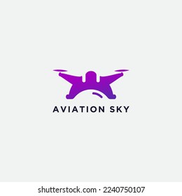 fly modern drone cam construction logo