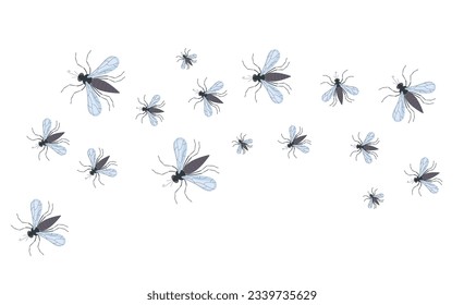 Fly mosquito bite insect pest abstract banner concept. Vector graphic design illustration
