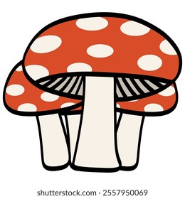 Fly Mushroom Illustration Autumn Mushroom Cap and Stem Vector Illustration