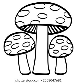 Fly Mushroom Illustration Autumn Mushroom Cap and Stem Vector Illustration Drawing