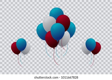 Fly out helium balloons template with transparent background. Vector EPS 10.