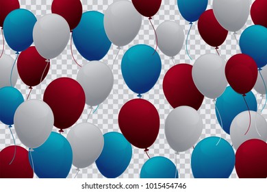 Fly out helium balloons template with transparent background. Vector EPS 10