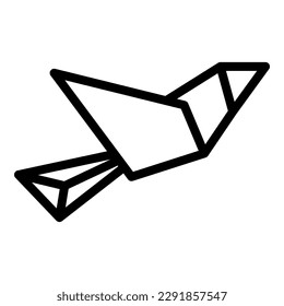 Fly parrot origami icon outline vector. Geometric animal. Polygon art