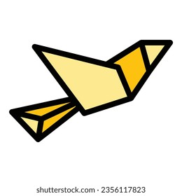 Fly parrot origami icon outline vector. Geometric animal. Polygon art color flat