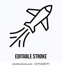 Fly Past, Aero Plane Vector Icon. Isolated Lineal Editable Stroke Vector Icon.