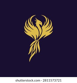 Fly Phoenix Gold Unique Logo