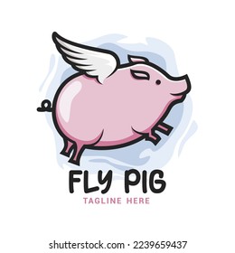 Fly Pig Logo Vector Template