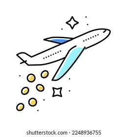 fly plane financial freedom money color icon vector. fly plane financial freedom money sign. isolated symbol illustration