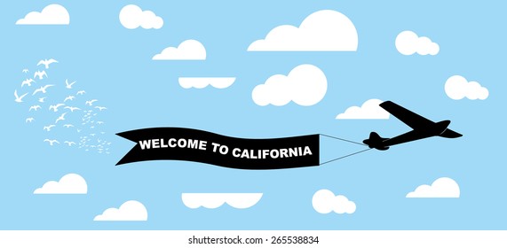 fly plane ribbon vector art
