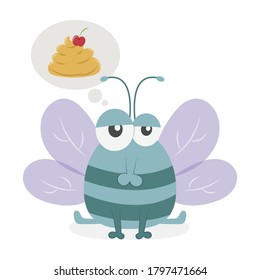 A fly and a poop vector illustration cartoon isolated on white background. A cute funny fly and feces vector cartoon.