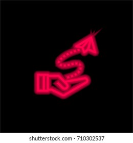 Fly red glowing neon ui ux icon. Glowing sign logo vector