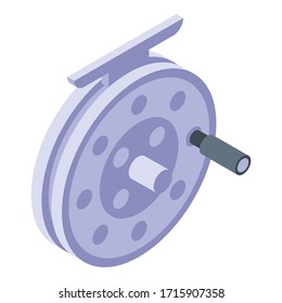 Fly reel icon. Isometric of fly reel vector icon for web design isolated on white background