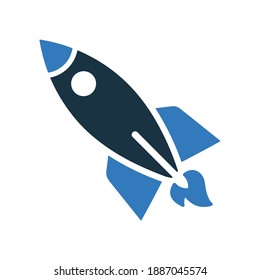 Fly, rocket launch icon. Editable vector isolated on a white background.