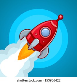 Fly rocket on blue sky