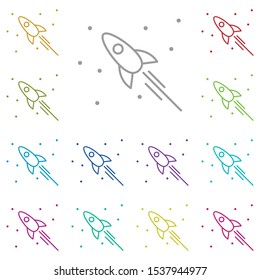 Fly, rocket, space multi color icon. Simple thin line, outline vector of space icons for ui and ux, website or mobile application