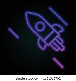 Fly, rocket, space nolan-neon style icon. Simple thin line, outline vector of space for ui and ux, website or mobile application