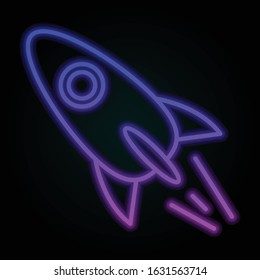 Fly, rocket, space nolan-neon style icon. Simple thin line, outline vector of space for ui and ux, website or mobile application