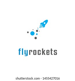 Fly Rockets Logo Design Vector Template