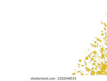 Fly Shiny Currency Vector White Background. Metal Finance Fall Flyer. Golden Jackpot Poster. Cartoon Cash Certificate.