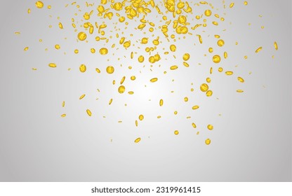 Fondo Gris Vector De Finanzas Brillante. Folleto de caída de efectivo metálico. Diseño de moneda de oro. Cubierta del bote de papel.