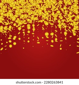 Fondo Rojo Vector De Dinero Brillante. Diseño rico en finanzas de oro. Certificado de Metal Confetti. Tarjeta de Jackpot de otoño.