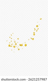 Fly Shiny Money Vector Transparent Background. Gold Dollar Paper Poster. Golden Confetti Magazine. Abundance Currency Flyer.