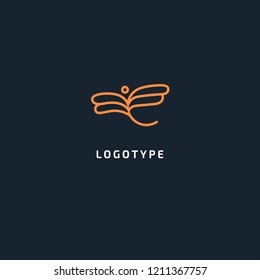 Fly silhouette logo. Vector abstract minimalistic illustration wasp. Bumblebee icon. honey, beekeeping, insect vector flat style logotype modern.