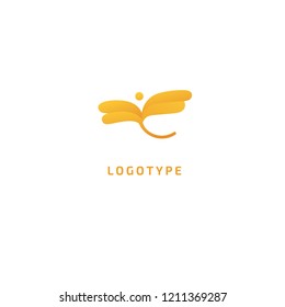 Fly silhouette logo. Vector abstract minimalistic illustration wasp. Bumblebee icon. honey, beekeeping, insect vector flat style logotype modern.