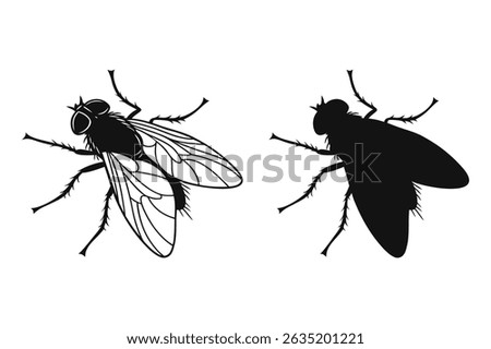 Fly silhouette vector art illustrations